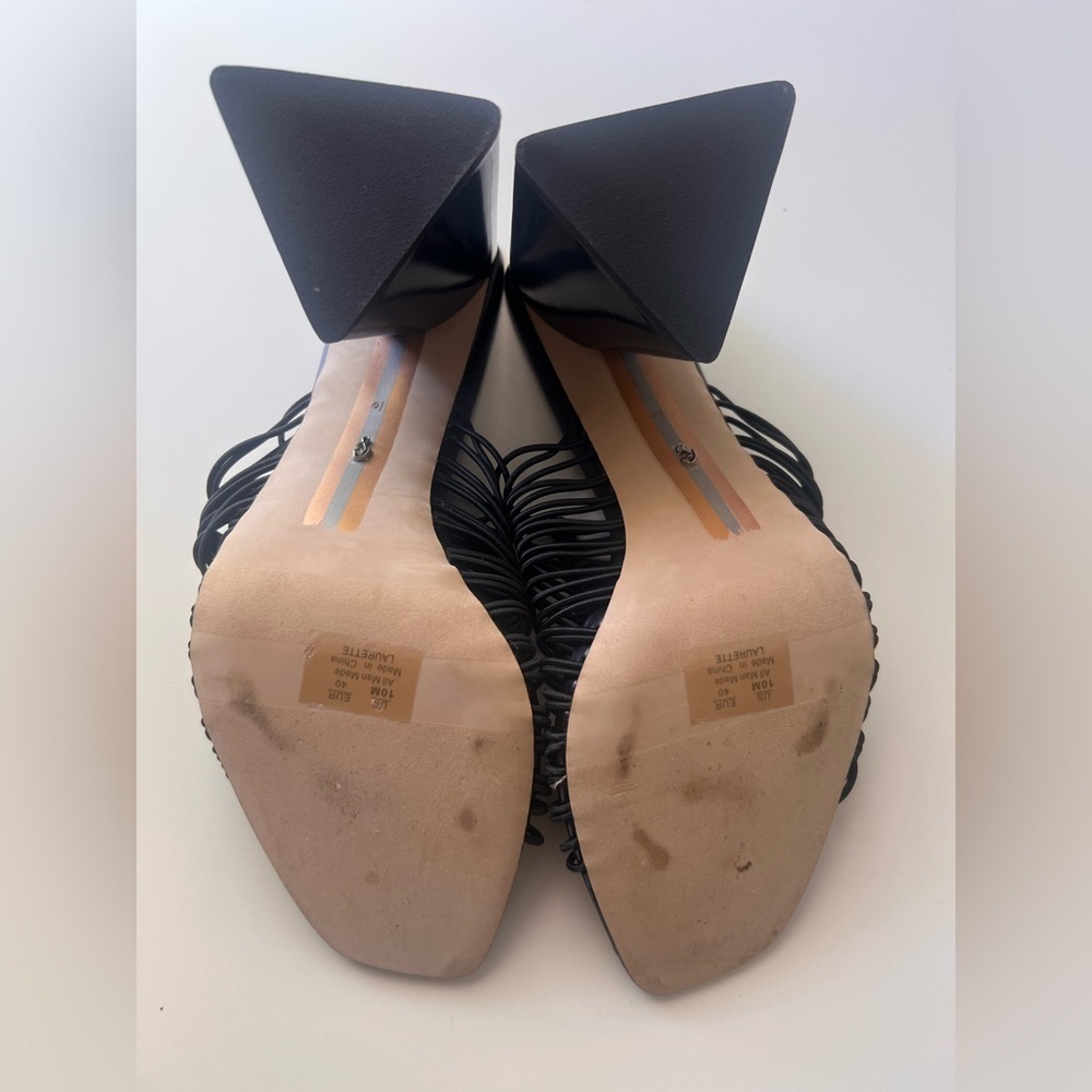 Women’s Elegant Sam Edelman Black Woven Heels - Picture 2 of 3